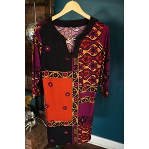 TIANA B. Women's Colorful Retro Look Dress Stretchy Half Sleeve Size 14